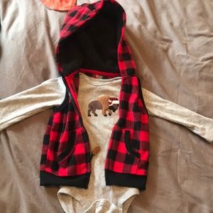 Vest and long sleeve onesie outfit